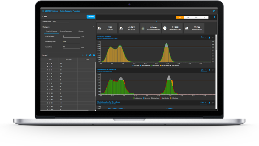 For airport and terminal operators who want to minimize costs and disruptions due to uncertain demand by proactively planning and preparing for various scenarios, Amorph's planX Capacity Planning solution provides an easy to use, cost-effective solution that is immediately available.